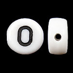 Alphabet Akril gyöngyök, Érme, fehér, 4x7mm, Lyuk:Kb 0.5mm, 3600-3700PC-k/Bag, Által értékesített Bag