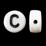 Alphabet Acryl Kralen, Muntstuk, wit, 4x7mm, Gat:Ca 0.5mm, 3600-3700pC's/Bag, Verkocht door Bag