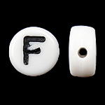 Alphabet Akril gyöngyök, Érme, fehér, 4x7mm, Lyuk:Kb 0.5mm, 3600-3700PC-k/Bag, Által értékesített Bag