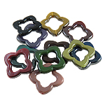 Metallschwarze Acrylperlen, Acryl, Blume, metallschwarz plattiert, Volltonfarbe, gemischte Farben, 33x4mm, Bohrung:ca. 2mm, ca. 260PCs/Tasche, verkauft von Tasche