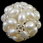 Ball Braisle coirníní Pearl saothraithe, Pearl Fionnuisce, le Coirníní Gloine Síl, Babhta, bán, 17mm, Díolta De réir PC