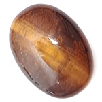 Tiger Eye Cabochon, Flad Oval, flad bagside, 18x25x7-7.5mm, 10pc'er/Bag, Solgt af Bag