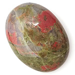 Unakite Cabochon, Lapos ovális, lapos vissza, 22x30x7-75mm, 10PC-k/Bag, Által értékesített Bag