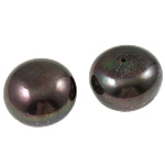 Perlas Freshwater Perforadas, Perlas cultivadas de agua dulce, Esférico, natural, perforado medio, Negro, Grado AA, 13-14mm, agujero:aproximado 0.8mm, Vendido por Par