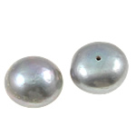 Perlas Freshwater Perforadas, Perlas cultivadas de agua dulce, Esférico, natural, perforado medio, gris, Grado AA, 13-14mm, agujero:aproximado 0.8mm, 10parespareja/Bolsa, Vendido por Bolsa