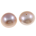 Perles nacres de culture d'eau douce demi percées , perle d'eau douce cultivée, dôme, naturel, semi-foré, violet clair, Niveau AA, 13-14mm, Trou:Environ 0.8mm, 10pairescouple/sac, Vendu par sac