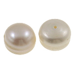 Granulos de pérolas meio perfurados e cultivadas contas de água doce, Pérolas de água doce, Cúpula, naturais, semi-perfurados, branco, Grade AAA, 11-12mm, Buraco:Aprox 0.8mm, 11Pairs/Bag, vendido por Bag