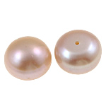 Perlas Freshwater Perforadas, Perlas cultivadas de agua dulce, Cúpula, natural, perforado medio, Rosado, Grado AA, 13-14mm, agujero:aproximado 0.8mm, 10parespareja/Bolsa, Vendido por Bolsa