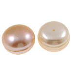 Granulos de pérolas meio perfurados e cultivadas contas de água doce, Pérolas de água doce, Cúpula, naturais, semi-perfurados, rosa, Grade AAA, 12-13mm, Buraco:Aprox 0.8mm, 11Pairs/Bag, vendido por Bag