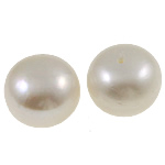 Perlas Freshwater Perforadas, Perlas cultivadas de agua dulce, Cúpula, natural, perforado medio, Blanco, Grado AA, 13-14mm, agujero:aproximado 0.8mm, 10parespareja/Bolsa, Vendido por Bolsa