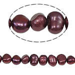 Grânulos de pérolas  cultivadas de água doce de forma de borroco, Pérolas de água doce, vermelho arroxeado, 6-7mm, Buraco:Aprox 0.8mm, vendido para 14 inchaltura Strand