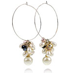 Freshwater Pearl Earrings brass earring clip platinum color plated Sold By Pair