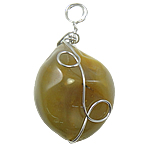 Gemstone Vedhæng Smykker, Yolk Stone, med Zinc Alloy, 30x38x9mm, Hole:Ca. 8mm, Solgt af PC