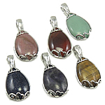 Gemstone Přívěsky Šperky, Drahokam, s Zinek, přírodní, smíšený, 23x46x11mm, Otvor:Cca 6mm, 30PC/Bag, Prodáno By Bag