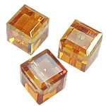 CRYSTALLIZED™ Crystal korálky, Kostka, tváří, Crystal Copper, 4x4x4mm, Otvor:Cca 0.6mm, 288PC/Box, Prodáno By Box