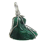 Pendentifs Malachite, avec laiton, pepite, naturel, 31x26x24mm, Trou:Environ 6x9mm, 17-18PC/sac, Vendu par sac