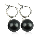 South Sea Shell Earring brass earring clip Round black Sold By Pair