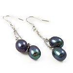 Freshwater Pearl Earrings brass earring hook 9-10mm 50mm Sold By Pair