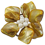 Shell Box Clasp with Cultured Freshwater Nucleated Pearl & Brass Flower Approx 1.5mm Sold By PC