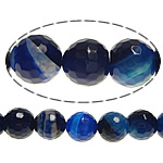 Perline in agata, agate, Cerchio, sfaccettati, blu, 14mm, Foro:Appross. 2mm, Lunghezza Appross. 15 pollice, 5Strandstrefolo/lotto, Venduto da lotto