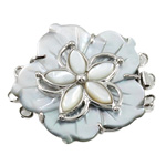 Bosca bhlaosc Clasp, Shell, le Prás, Flower, 3-snáithe, 36x39x10mm, Poll:Thart 2mm, Díolta De réir PC