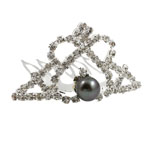 Decoratieve Kammen, Zinc Alloy, met strass, gemengde kleuren, nikkel, lood en cadmium vrij, 44x26mm, 7-8mm, Verkocht door PC