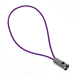 Lariat de courroie de téléphone portable, corde en nylon, avec laiton, Placage de couleur platine, violet, protéger l'environnement, sans nickel, plomb et cadmium, 0.80mm, Longueur Environ 1.96 pouce, 1000Strandstoron/lot, Vendu par lot