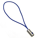 Cell Phone Strap Lariat, Nylon Koord, met Messing, platinum plated, blauw, nikkel, lood en cadmium vrij, 0.80mm, Lengte Ca 1.96 inch, 1000strengen/Lot, Verkocht door Lot