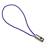 Cell Phone Strap Lariat, Nylon Koord, met Messing, platinum plated, purper, nikkel, lood en cadmium vrij, 0.80mm, Lengte Ca 1.96 inch, 1000strengen/Lot, Verkocht door Lot