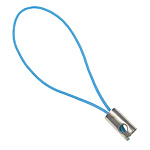 Cell Phone Strap Lariat, Nylon Koord, met Messing, platinum plated, blauw, nikkel, lood en cadmium vrij, 0.80mm, Lengte Ca 1.96 inch, 1000strengen/Lot, Verkocht door Lot