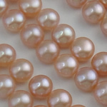 Perles nacres de culture d'eau douce demi percées , perle d'eau douce cultivée, Rond, naturel, semi-foré, rose, 8-8.5mm, Trou:Environ 0.5mm, 33pairescouple/lot, Vendu par lot