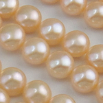 Hälften Borrade odlad sötvattenspärla pärlor, Freshwater Pearl, Rund, naturlig, Halvborrade, rosa, 9.5-10mm, Hål:Ca 0.5mm, 27Pairs/Lot, Säljs av Lot