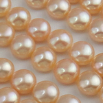 Hälften Borrade odlad sötvattenspärla pärlor, Freshwater Pearl, Rund, naturlig, Halvborrade, rosa, 10-10.5mm, Hål:Ca 0.5mm, 27Pairs/Lot, Säljs av Lot