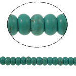 Turquoise Kralen, Synthetische Turquoise, Rondelle, groen, 6x2mm, Gat:Ca 1mm, Ca 110pC's/Strand, Per verkocht Ca 15 inch Strand