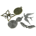 Zink Alloy Jewelry Findings, blandad & Imitation Antique, nickel, bly och kadmium gratis, 6-87mm, Hål:Ca 1-6mm, Säljs av Bag