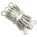 Cink ötvözet Box Kapcsos, platina színű bevont, 3-strand & üreges, nikkel, ólom és kadmium mentes, 13.50x9.50x7mm, Lyuk:Kb 0.8, 1.5mm, 100PC-k/Bag, Által értékesített Bag