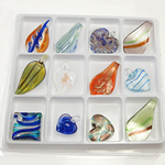 Fashion Lampwork Hangers, gemengde kleuren, 35-39mm, Gat:Ca 5.5-12mm, 12pC's/box, Verkocht door box