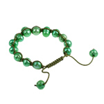 Pulseiras de woven ball de pérola de água doce, Pérolas de água doce, with Fio de cera, verde, 8-13mm, vendido para 7 inchaltura Strand