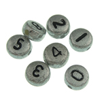 Alphabet Acryl Kralen, gemengd, 7x4mm, Gat:Ca 1.5mm, Ca 3500pC's/Bag, Verkocht door Bag