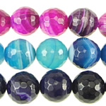 Perle Agate dentelle naturelle, agate lace, Rond, facettes, couleurs mélangées, 6mm, Trou:Environ 0.8-1mm, Longueur Environ 15.5 pouce, 6Strandstoron/lot, Vendu par lot