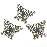 Messing Schmuck Anhänger, Schmetterling, antike Bronzefarbe plattiert, filigran, frei von Nickel, Blei & Kadmium, 35x26x0.50mm, Bohrung:ca. 1.5mm, 200PCs/Tasche, verkauft von Tasche