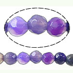 Natuurlijke Purple Agaat kralen, Paarse Agaat, Ronde, gefacetteerde, 4mm, Gat:Ca 0.9mm, Lengte Ca 15 inch, 5strengen/Lot, Verkocht door Lot