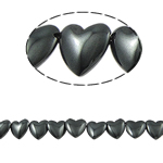 Non-magnetické Hematitové, Non-magnetický hematit, Srdce, černý, Grade, 12x4mm, Otvor:Cca 1.5mm, Délka 15.5 inch, 10přediva/Lot, Prodáno By Lot