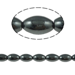 Granulos de hematita não-magnético, hematita não magnética, Oval, preto, Grade A, 16x10mm, Buraco:Aprox 1.5mm, comprimento 15.5 inchaltura, 10vertentespraia/Lot, vendido por Lot