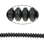 Nicht-magnetische Hämatit Perlen, Non- magnetische Hämatit, Rondell, schwarz, Grade A, 6x3mm, Bohrung:ca. 1.5mm, Länge 15.5 ZollInch, 10SträngeStrang/Menge, verkauft von Menge