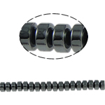 Nicht-magnetische Hämatit Perlen, Non- magnetische Hämatit, Rondell, schwarz, Grade A, 4x3mm, Bohrung:ca. 1mm, Länge 15.5 ZollInch, 10SträngeStrang/Menge, verkauft von Menge