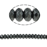 Granulos de hematita não-magnético, hematita não magnética, Rondelle, preto, Grade A, 6x4mm, Buraco:Aprox 1.5mm, comprimento 15.5 inchaltura, 10vertentespraia/Lot, vendido por Lot