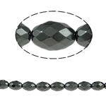 Granulos de hematita não-magnético, hematita não magnética, Oval, preto, Grade A, 8x6mm, Buraco:Aprox 1mm, comprimento 15.5 inchaltura, 10vertentespraia/Lot, vendido por Lot