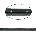 Nicht-magnetische Hämatit Perlen, Non- magnetische Hämatit, Rohr, schwarz, Grade A, 4x8mm, Bohrung:ca. 1.5mm, Länge 15.5 ZollInch, 10SträngeStrang/Menge, verkauft von Menge