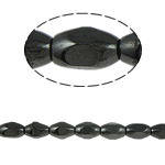 Grânulos de hematita magnética, Oval, preto, Grade A, 5x8mm, Buraco:Aprox 2mm, comprimento 15.5 inchaltura, 10vertentespraia/Lot, 50PCs/Strand, vendido por Lot